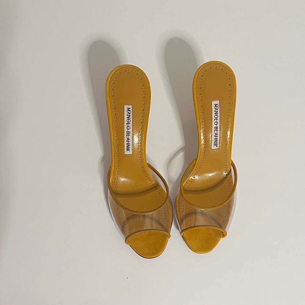 Manolo Blahnik Mustard Yellow Women's Mules - Picture 6 of 9